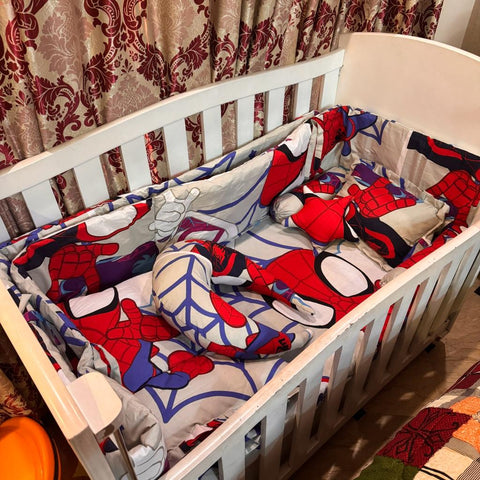 8 Pieces Cot Set Grey Spiderman