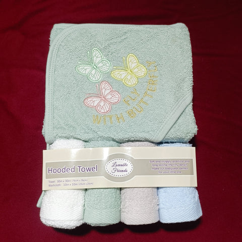 Baby Bath Towel With 4 Face Towels