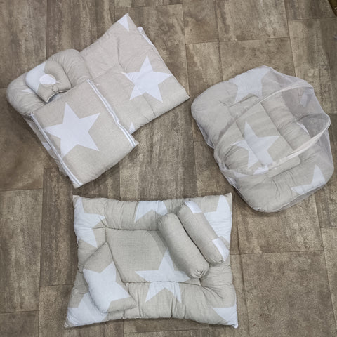 8 Pieces Baby Bedding Set brown white stars - VOL 10
